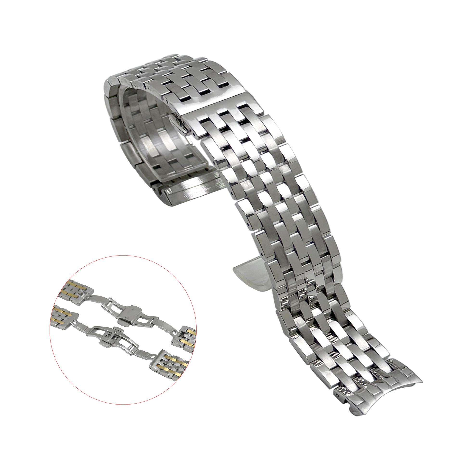 Applicable Tissot 1853 Volee Series T038 Solid Curved Butterfly Buckle Stainless Steel Watch Strap 19mm Accessories. 19mm (with logo)