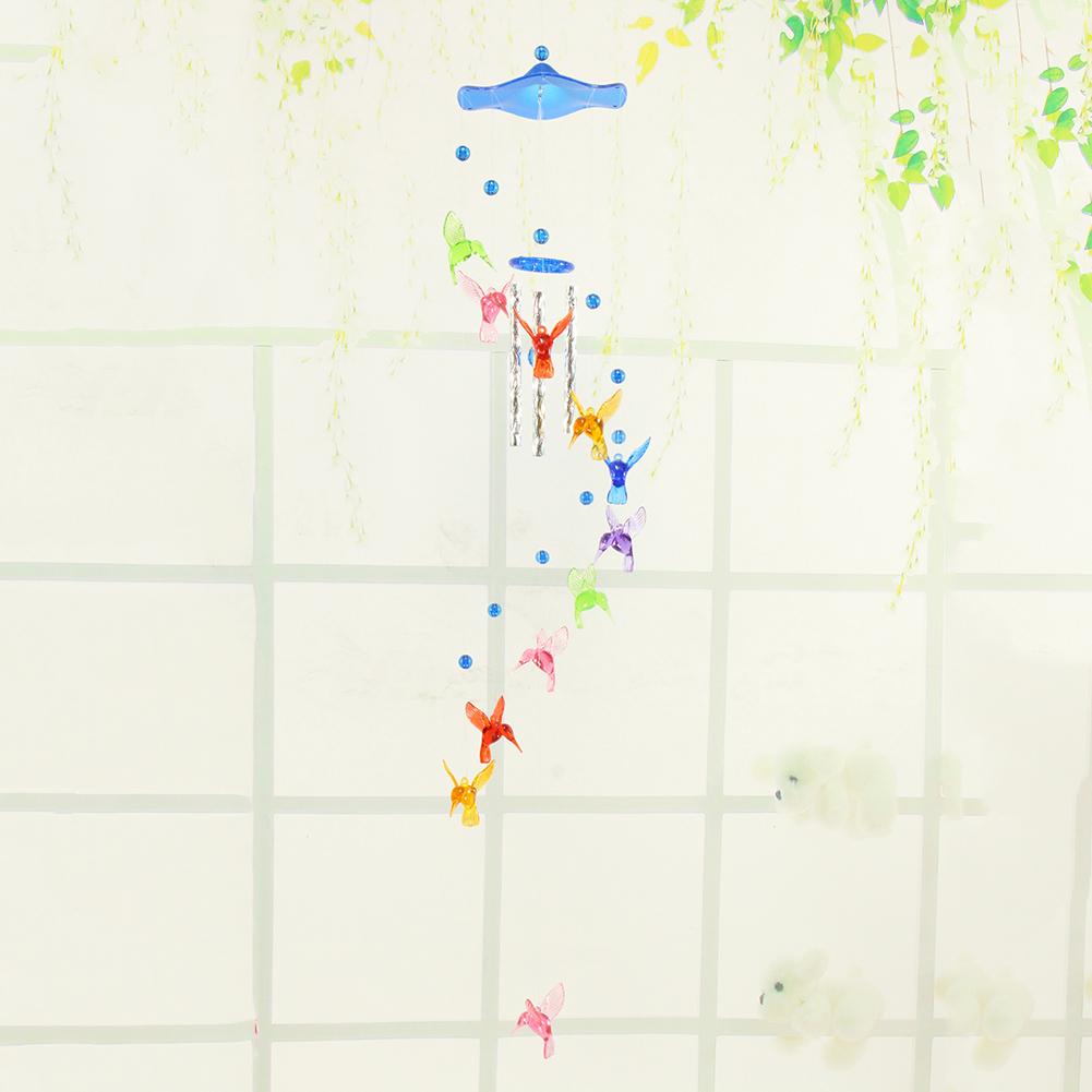 Encantos de sinos de vento de beija-flor feitos à mão, pingentes decorativos de sinos de vento para pátio, artesanato, ornamentos, presentes de aniversário, decoração para casa