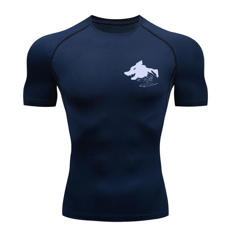 Graphic Print Short Sleeve Compression Shirt for Men Summer Athletic Quick Dry T-shirts Tops Gym Workout Running Training Tees