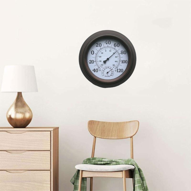 Indoor Outdoor Thermometer Large Number Wall Thermometer Hygrometer Wireless Hanging Hygrometer Garden Decoration