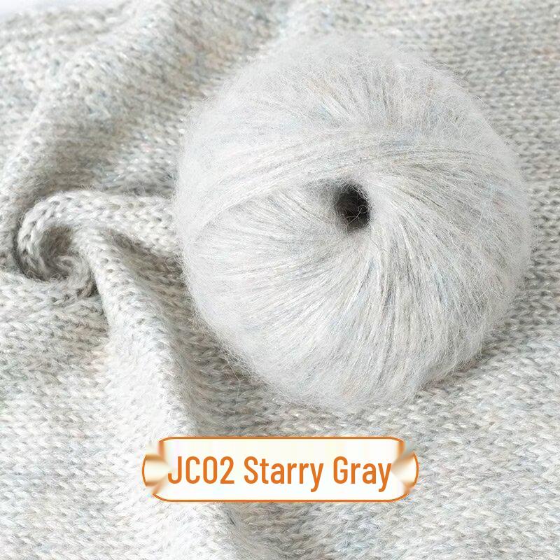 Medium-Thick Sparkly Mohair & Wool Soft Hand-Knitting Yarn Skein