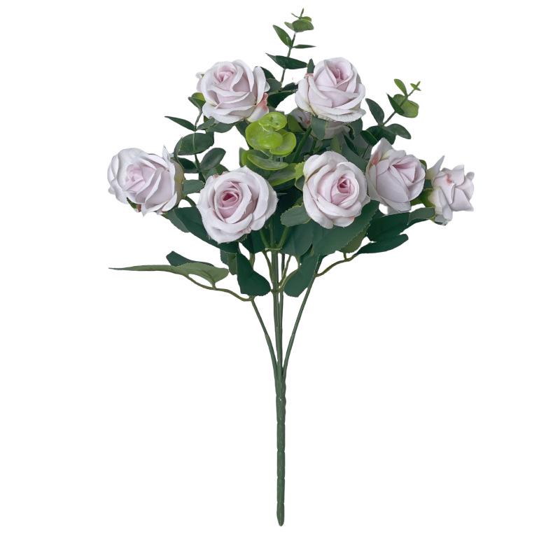 Realistic Eucalyptus and Small Rose Artificial Flowers for Living Room Decoration