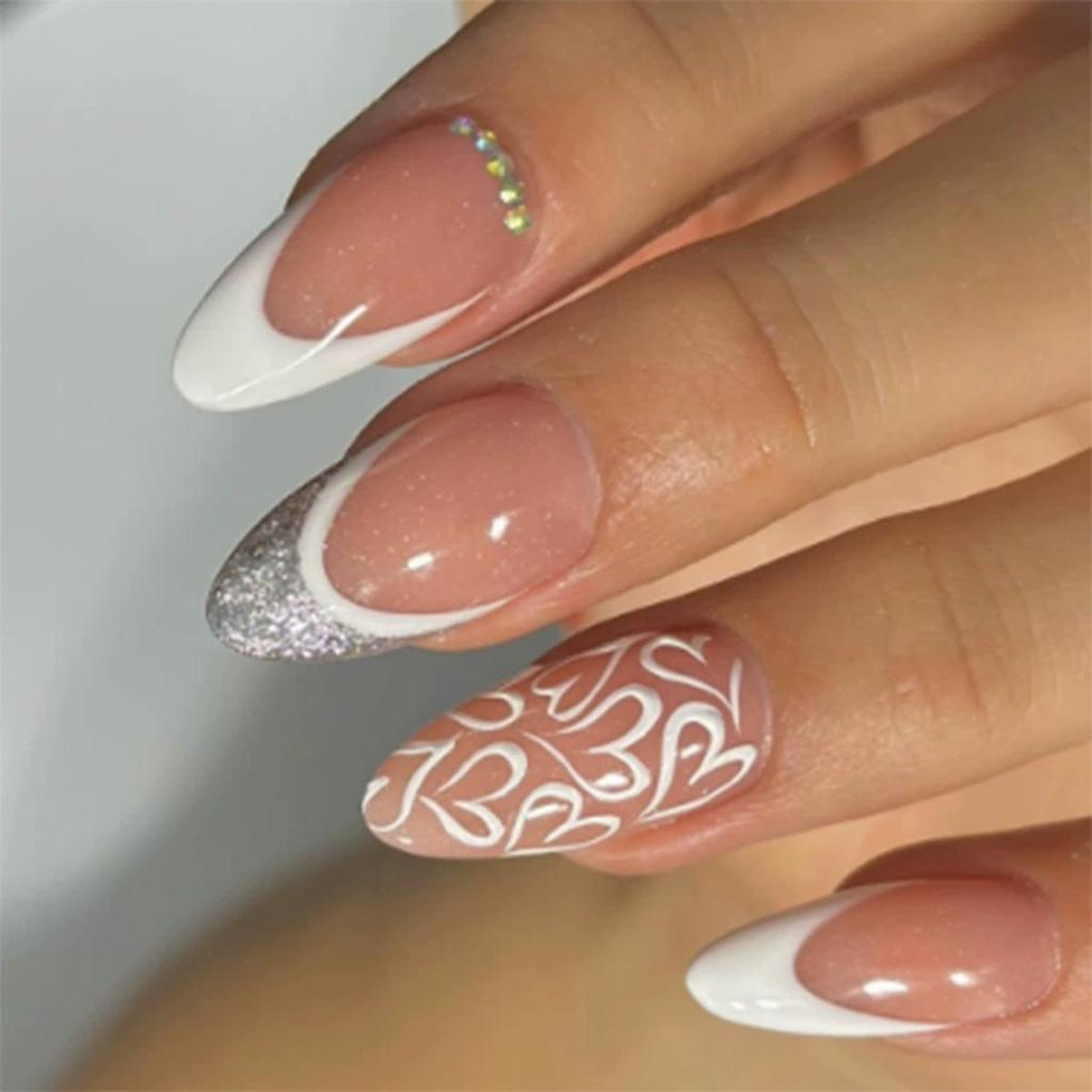 High-End French Almond Press-On Nails - Medium-Long, Stylish & Elegant
