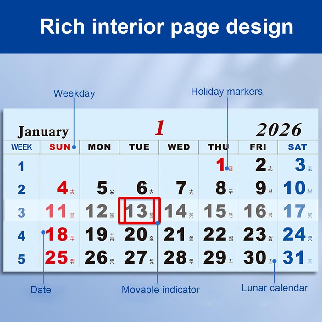 New Year 4-folding Calendar, 2026 Wall Calendar, Aviation Theme Office Monthly Schedule Planner Wall Calendar, New Year Gifts