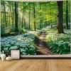 Zussun Natural Forest Tapestry Green Tree Wall Tapestry Bedroom Aesthetic Plant Stream Pool Landscape Small Tapestry Wall Hangin