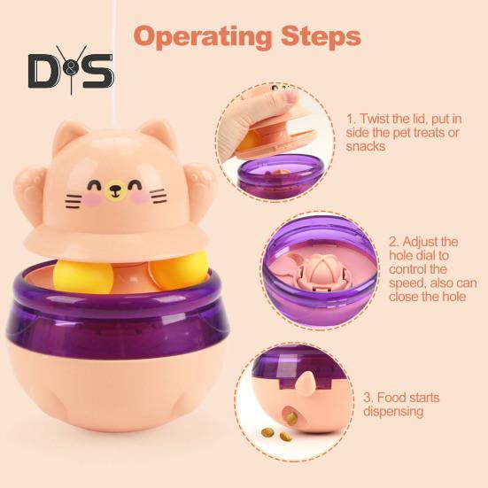 Zabawka dla kota Dystrybutor smakołyków z 3 kulkami Ekologiczny Bezpieczny w użyciu Tumbler Interaktywna piłka Układanka dla kota Podajnik Akcesoria dla zwierząt