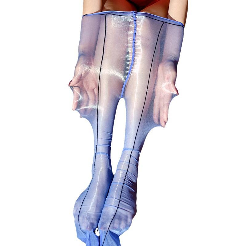 Aurora Naht hinten Hohe Taille Glänzende Schrittlose Strumpfhose – Seidiger Glanz & Nahtloser Bund