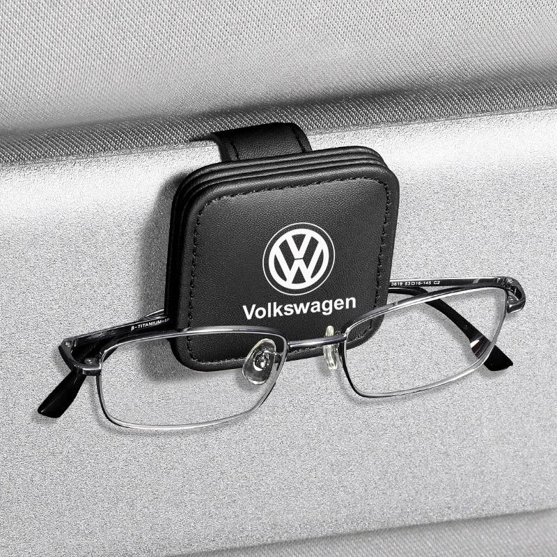 För Volkswagen n2 Ventilhattar Bil Solskydd Glasögon Förvaringslåda Solglasögonklämma Kort Biljett Hållare För VW Volkswagen Golf Polo Passat Tiguan