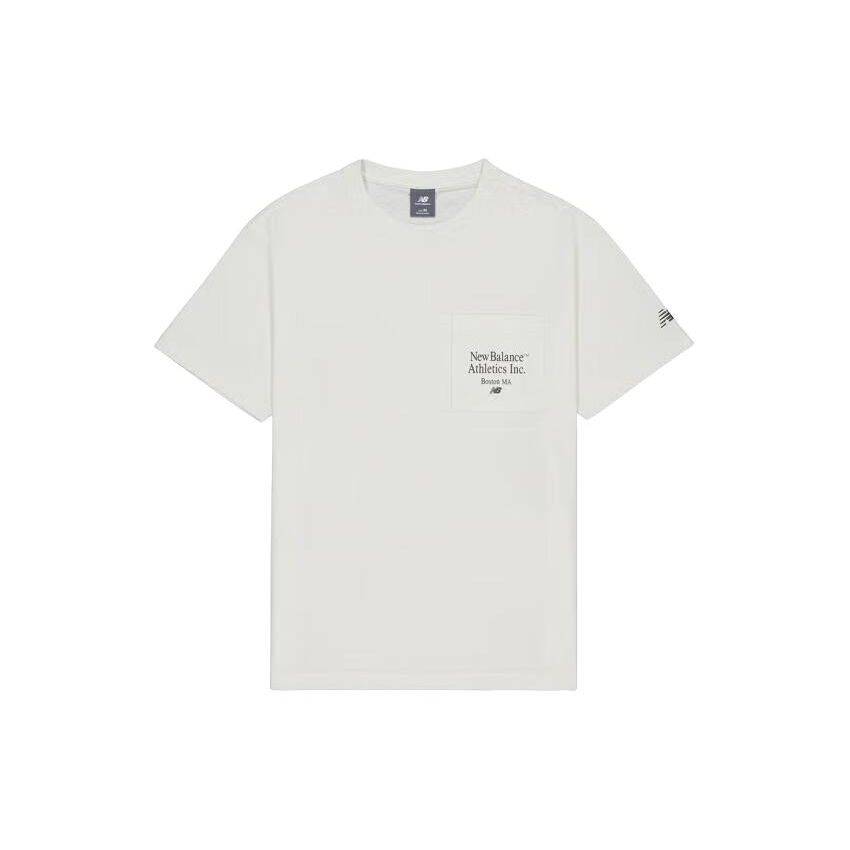 

New Balance Letter Print Front Pocket Knit Sports T-Shirt Men Tops White AMT42316-CIC