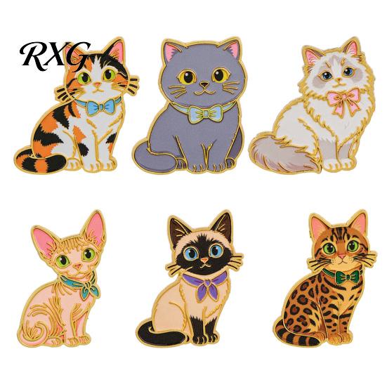 Cat Theme Brooch Enamel Bow Tie Brooch, Cartoon Kitten Metal Badge Pin Pin, Hats Bags Scarves Clothes Decorative Accessory Animal