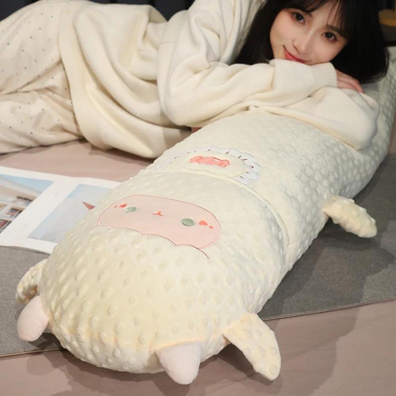 Soft Rabbit Cat Sheep Plush Toy Cartoon Stuffed Animal Long Pillow Cute Fluffy Bed Sofa Cushion for Kids Nursery Room Decor Gift