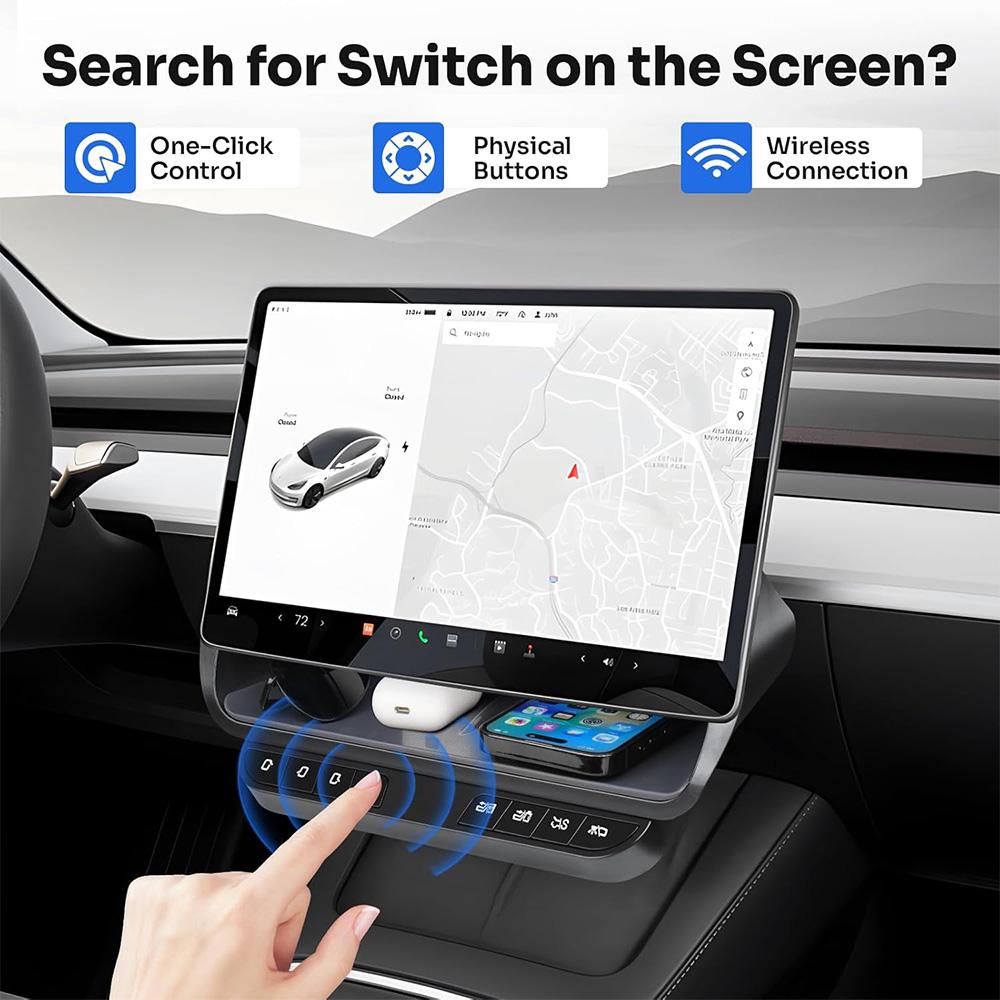 For Tesla Model Y/3 Model 3 2025-2025 Wireless Smart Button Center Screen Storage Box Car Door Seat Adjustment Control Keys