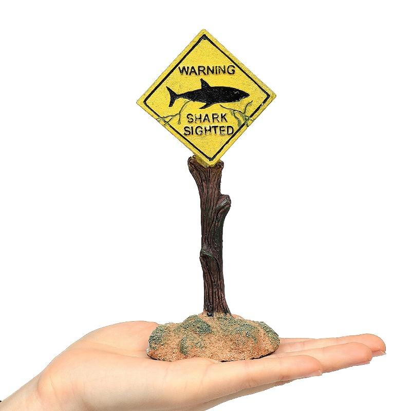 1Pc Resin Aquarium Decoration Ornaments Artificial Shark Warning Sign Landscaping Accessories for Fish Tank Aquarium Background