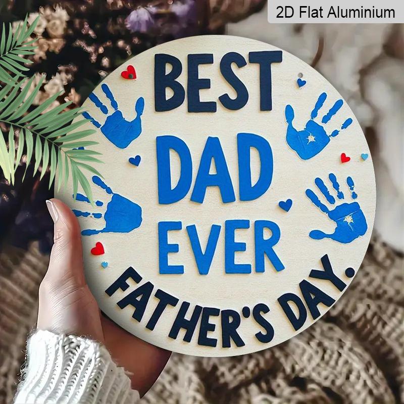 2D Flat 1pc, 8x8 in, Wishing You A Happy Father's Day with Circular Aluminum Metal Signs, Suitable for Terraces, Porches, Garages, Homes, Cafes