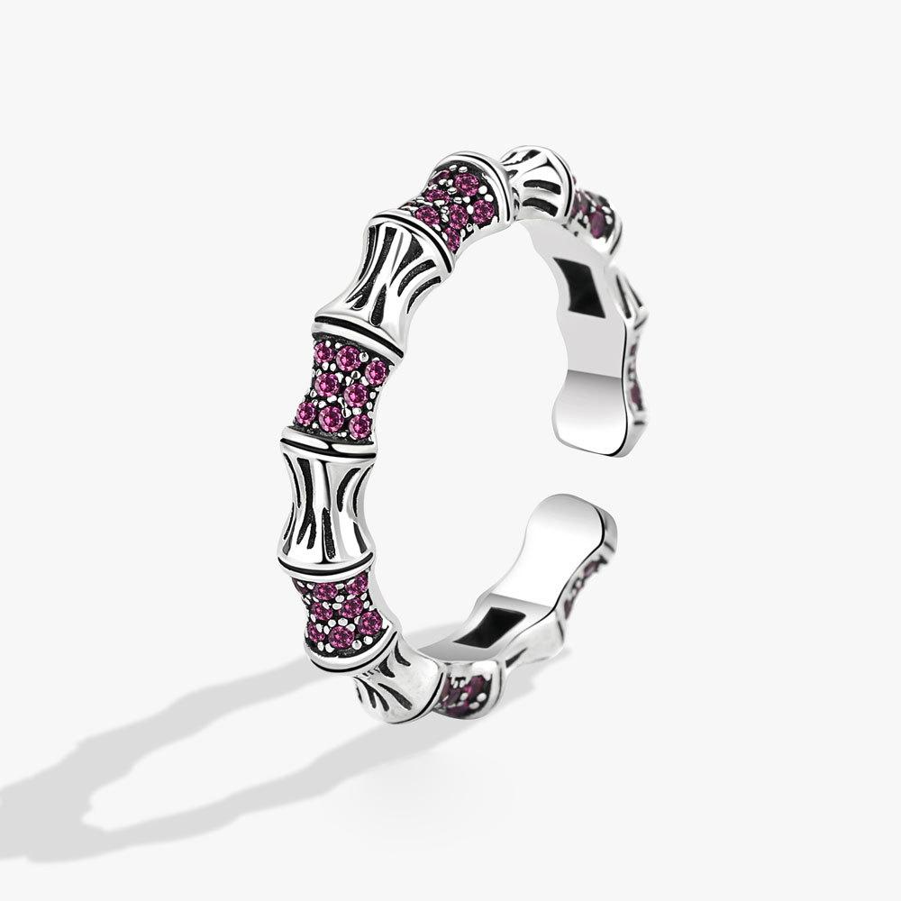 BFCLUB Silver Color Unique Design Colorful Blue Stone Ring For Women Jewelry Finger Adjustable Open Ring For Party Birthday Gift