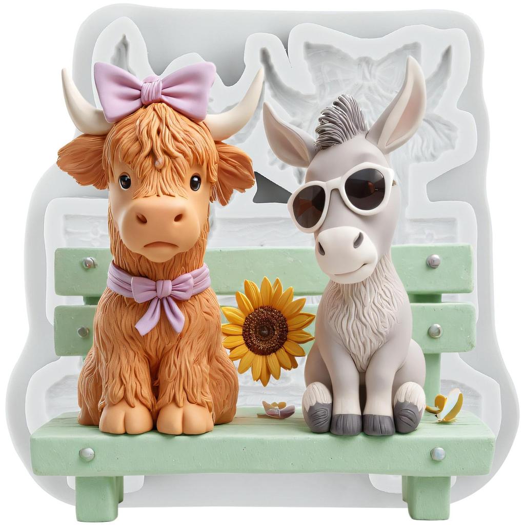 Yak Kuh Silikonformen Schottisches Hochlandrind Fondantform Kuchen Dekorationswerkzeuge Cupcake Topper Schokolade Süßigkeiten Basteln Gum Paste Polymer Clay