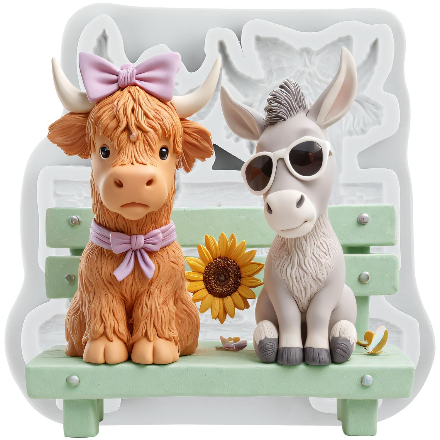 

Yak Silicone Mold Donkey Fondant Molds Cake Decorating Tools Cupcake Topper Candy Sugar Craft Gum Paste Polymer Clay серый