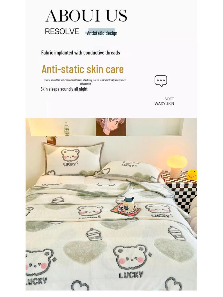 Hópelyhes Korallgyapjú Flanel Takaró - Megvastagított, Meleg Irodai Szundikáló Takaró