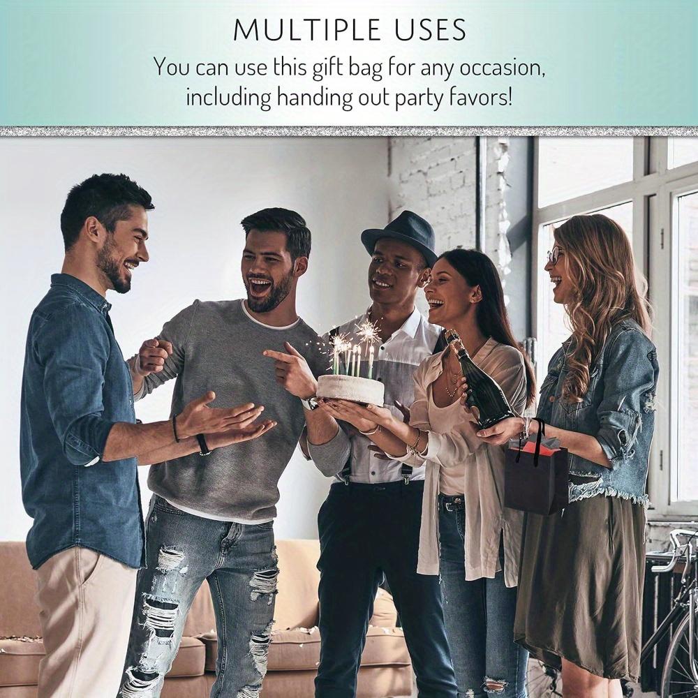 10pcs Mini Gift Bags with Handles Party Favor Bags Treat Bags Paper Gift Wrap Bags Black Tote Bags Shopping Bags