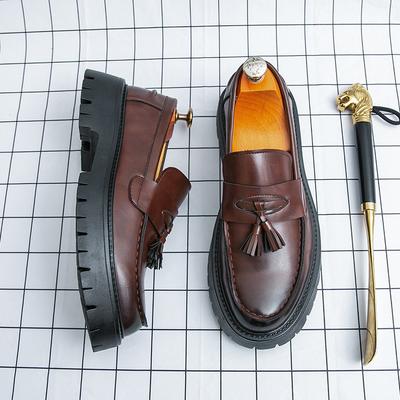 Mode Britse Stijl Heren Puntige Zakelijke Formele Le Fu Leren Schoenen Lente Nieuwe Stijl Heren Comfortabele Dikke Zolen Franjes Leren Schoenen