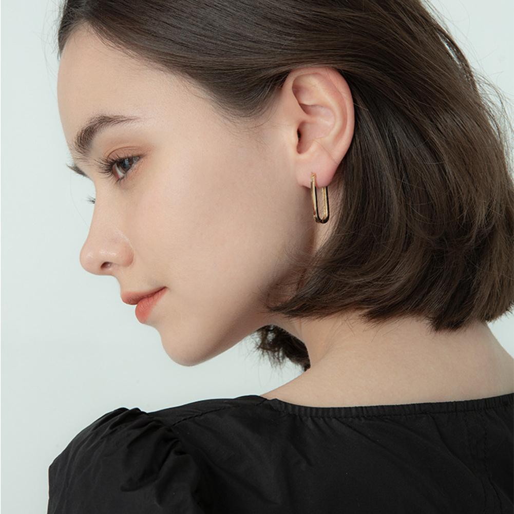 Geometric Square Earrings Hoop Earrings Rectangular Lock Buckle Pierced Ear Fashionable Jewelry Accessories Delicate Wear Ear For Party
