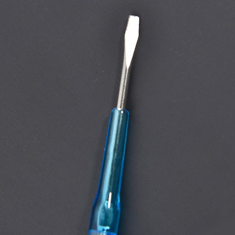 Blue Clear Flathead Voltage Tester Pen Measure 100-500V With Auto Test Function For Electricians Polarity Detection