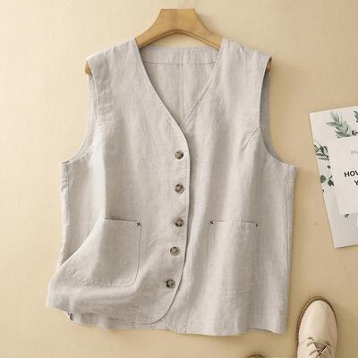 2025 Autumn Retro Women's Cotton Linen Vest - Artistic and Versatile