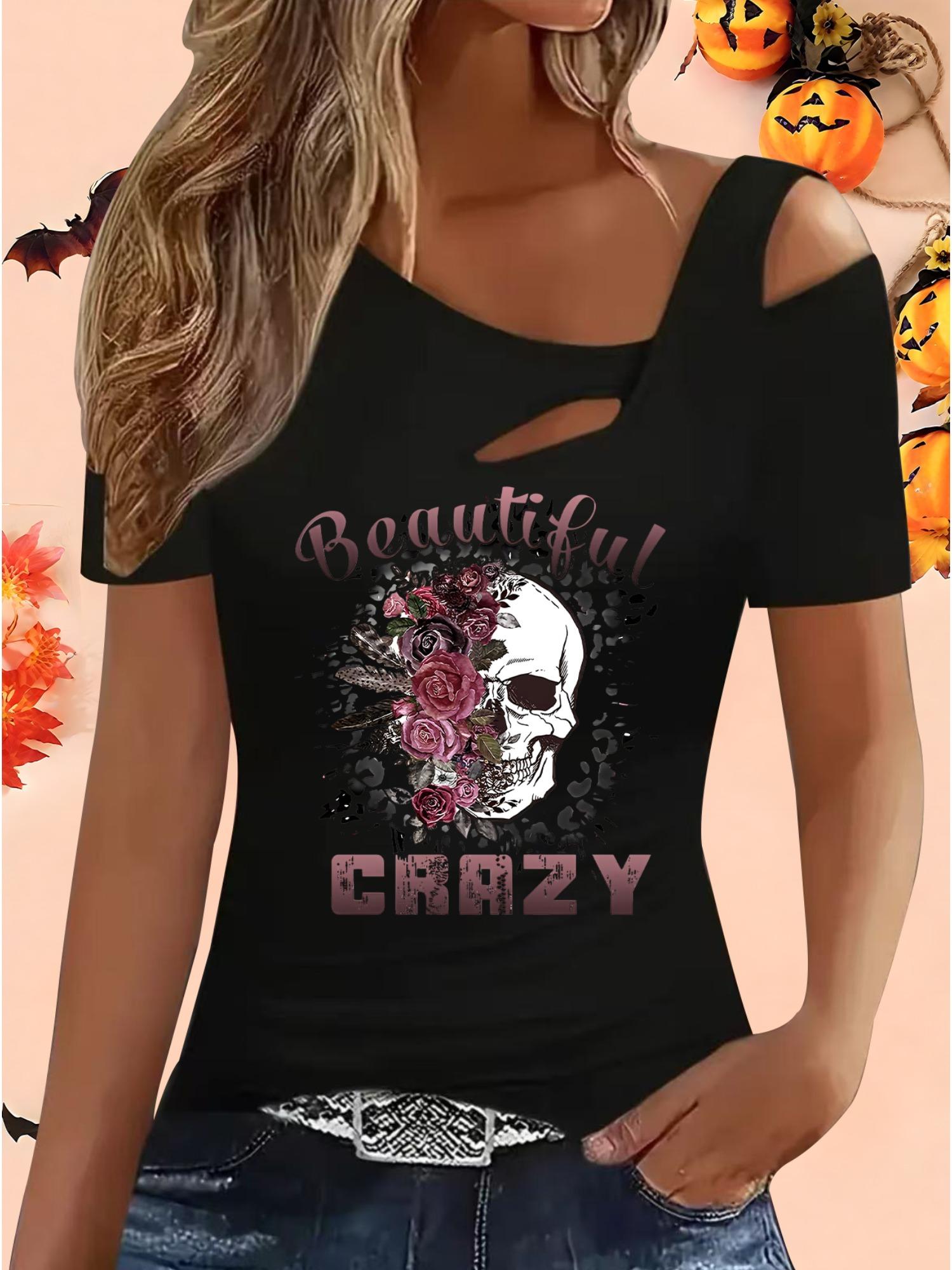 

Женские Свободные Топы Блузки Рубашки Подарок на Хэллоуин и Рождество XXL чёрный