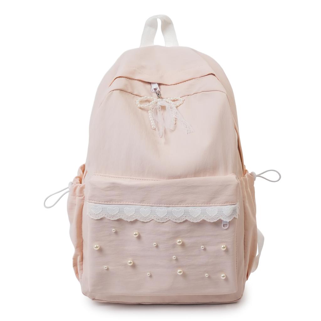 Zaino versione coreana dolce pizzo borsa zaino femminile carino fiocco perla zaino scolastico studente moda casual versatile zaino