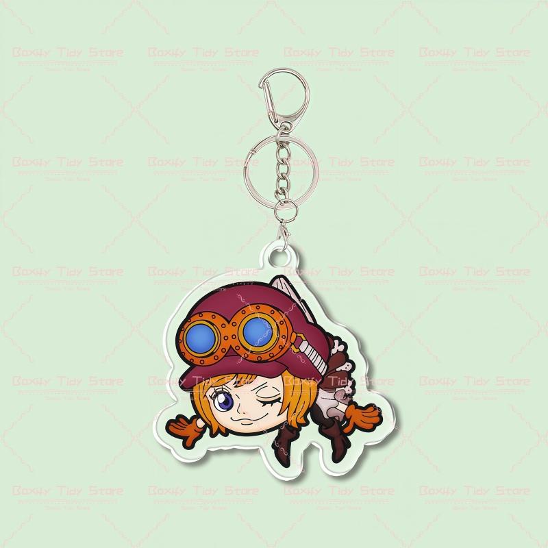 One Piece Chibi Acrylic Keychain Set Luffy Zoro Katakuri Double Sided HD Print Anti-Scratch Key Ring Backpack Pendant Anime Fan