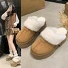 Women's Lightweight Comfortable Non-slip Heightening Winter Warm Plush Lining Non-slip Durable Casual Plush Cotton Slippers