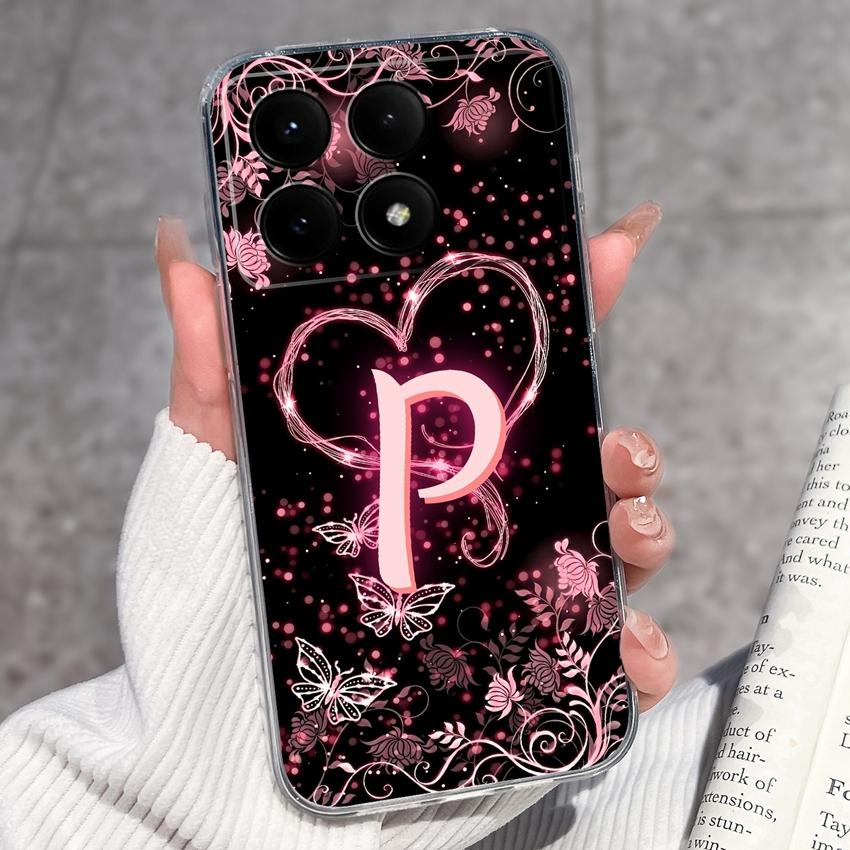 Casing For Redmi K70 K80 K60 K50 K40 K30 K20 Pro K70e K60e K90 Pro Max Phone Case Premium Letters Pattern Transparent TPU Back Cover For Redmi Housing