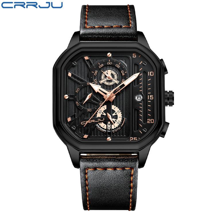 CRRJU New Belt Men's Watch Watch Simple Business Personality Men Fashion Waterproof
