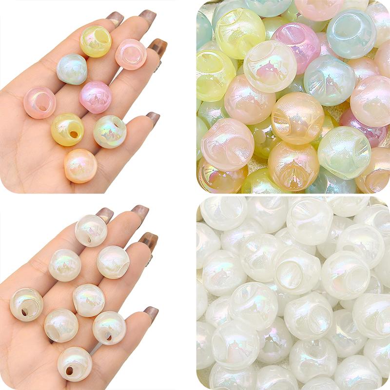 5Pcs Acrylic Colorful Side Hole Ball Beads For DIY Necklace Bracelet Earrings Jewelry Making Craft Accessories