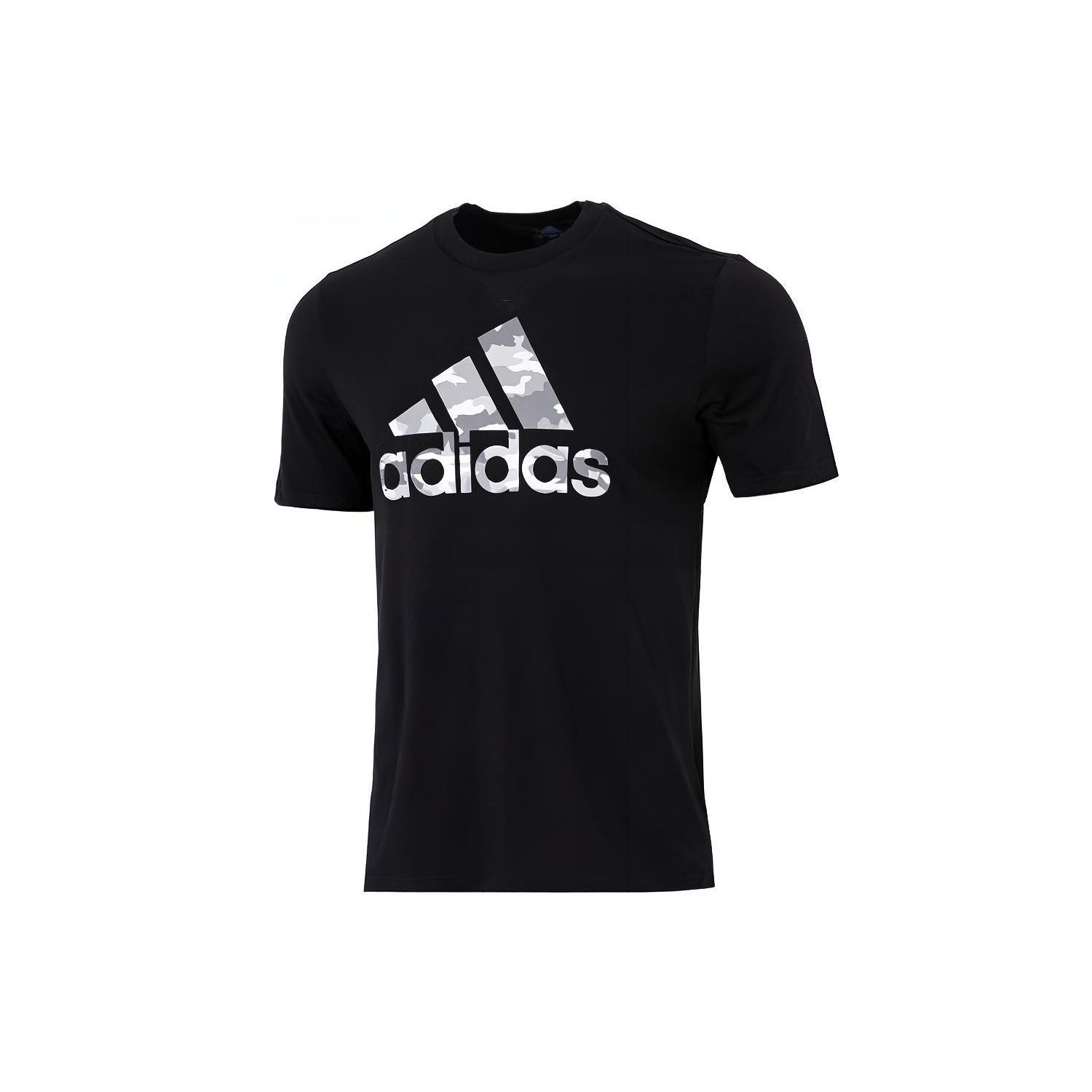 adidas M Camo Bos G T Camouflage Logo Printing Sports Round Neck Short Sleeve Black Men s HE2370 XS
