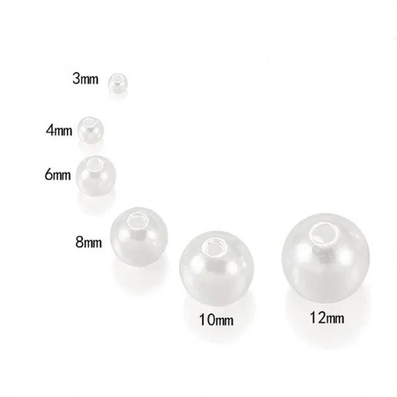 50/400 PZ Perle di Plastica ABS Perline Rotonde Sfuse Artigianato Per la Creazione di Gioielli alla Moda Acrilico Fai da Te Perle Imitazione 4mm/6mm/8mm/10mm/12mm