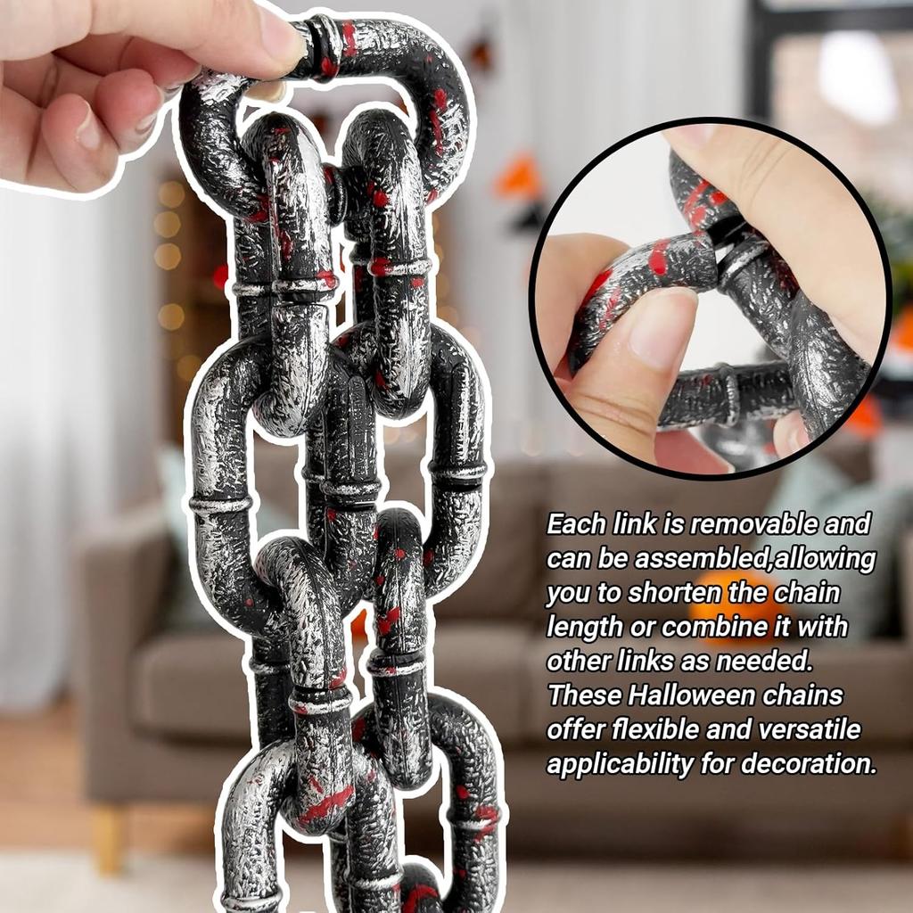 1.8m Bloody Halloween Plastic Chain Fake Chain Costume Prop Creepy Scary Haunted House Decor Horrored Themed Party Decoration