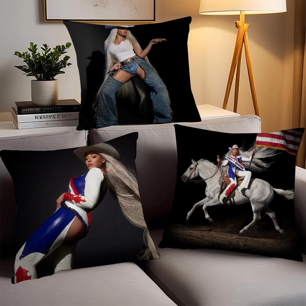 B-Beyoncees Cowboy Carter Pillow Case Office Cushions Suitable For Sofa Car Bedroom Decorative Cushion Cover