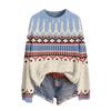 Women's Soft Printed Neck Long Sleeve Sweater for Fall and Winter