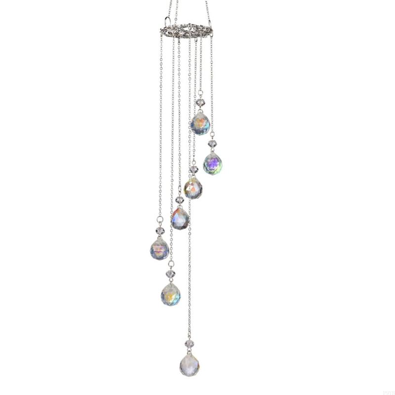 Colorful Crystal Wind Chimes Suncatchers Wall Hanging Ornament for Window and Garden Wedding Decoration Prism Pendants P9YB