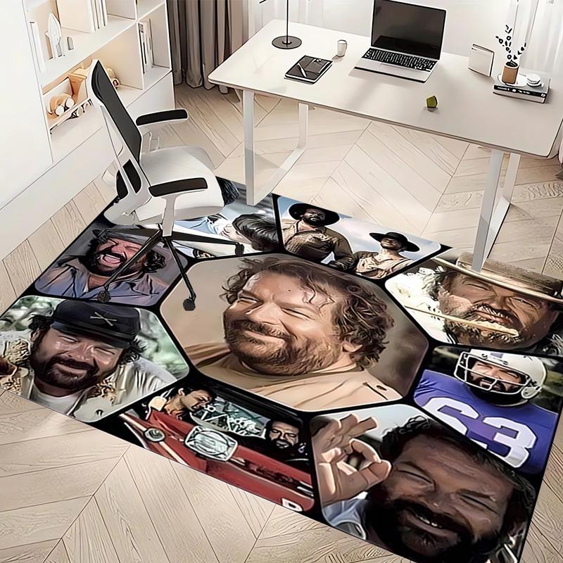 1 pièce Tapis de zone imprimé Terence Hill et Bud Spencer - Tapis d'intérieur doux, lavable et antidérapant, Tapis décoratif pour salon, bureau à domicile, Décoratif de bureau