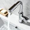 360° Rotatable Bathroom Sink Mixer Tap Chrome Finish Spout Hot Cold Water Faucet with Hot & Cold Water Hoses for Face Washing