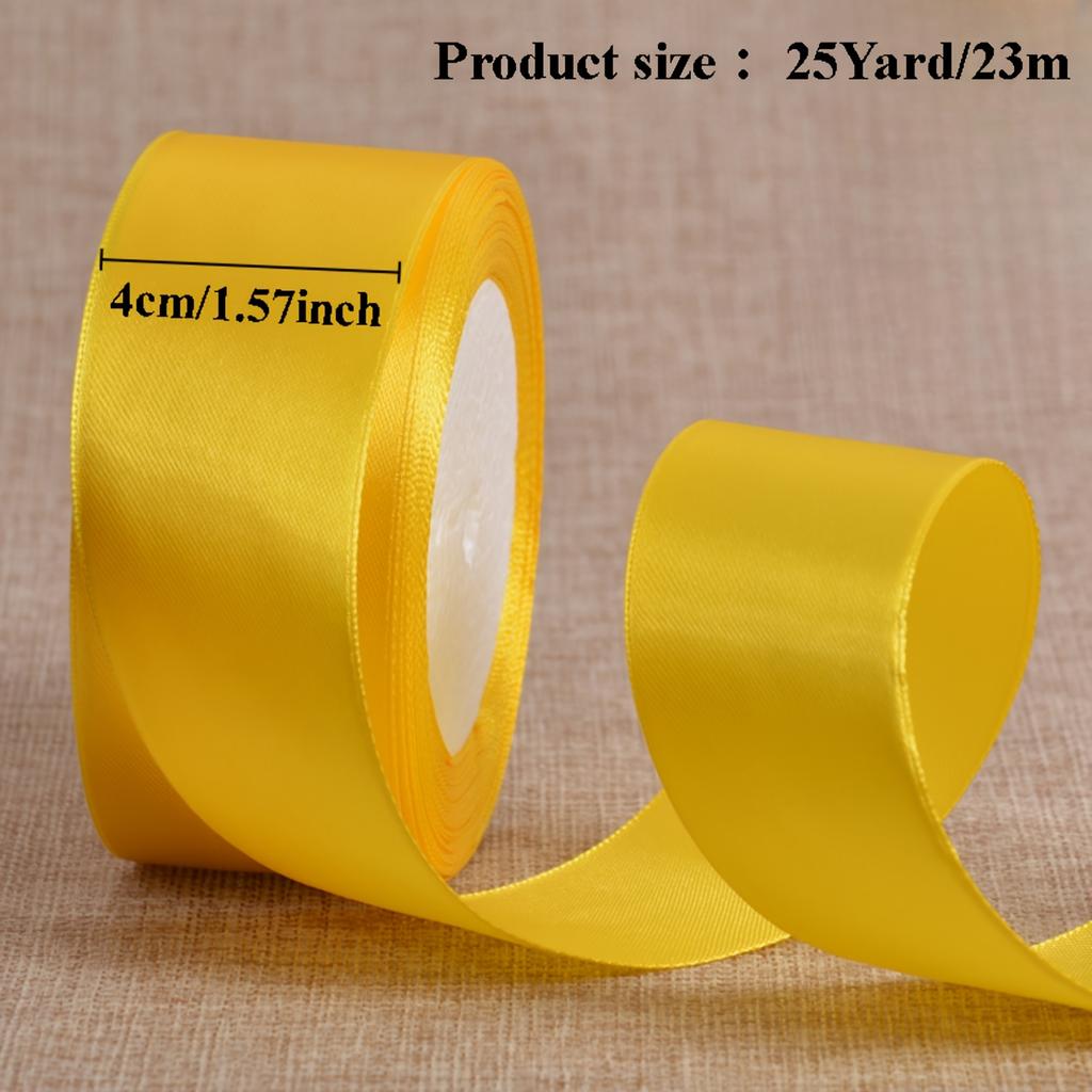 Leuchtend gelbes Satinband Polyesterstoff, Perfekt für Basteln, Geschenkverpackung, Hochzeitsdeko & DIY Bastelband mit gewebten Kanten, Bastelbedarf