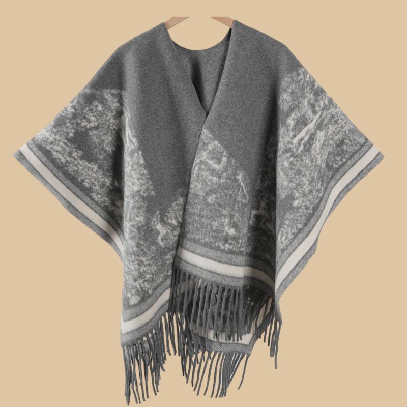 Simple and High-end Shawl Grassland Yunnan Shawl Cape with Cape Imitation Cashmere Scarf