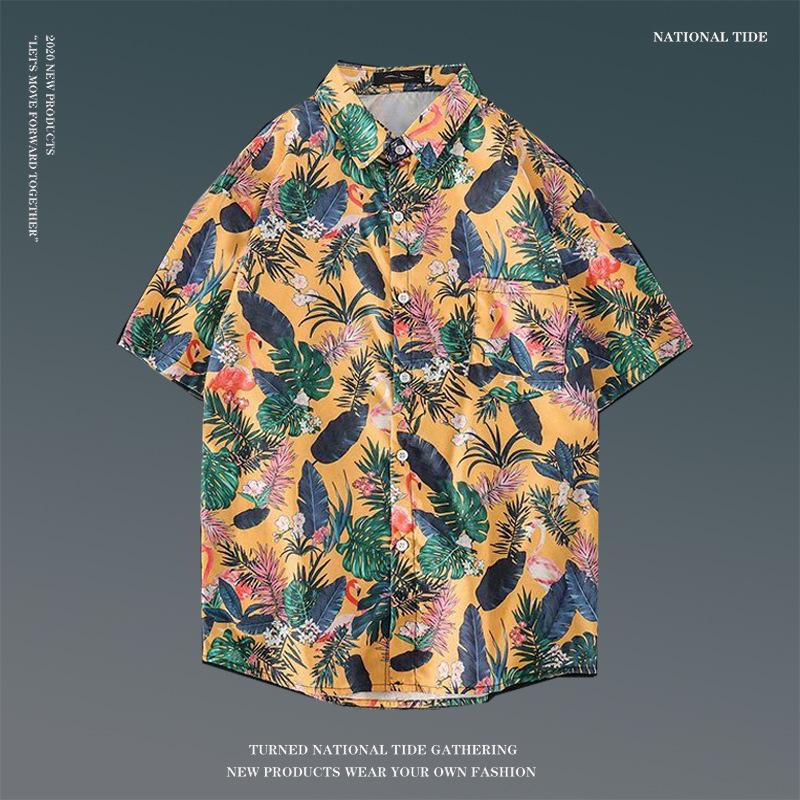 Japanese Hong Kong-Style Floral Hawaiian Shirt - Unisex Summer Short-Sleeve Retro Beachwear