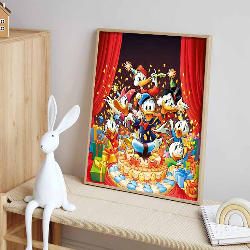 Disney Diamond Painting Donald Duck Family Birthday Party Themed Illustration Cartoon Diamond Painting Full Diamond Cross Stitch DIY Gift Home Decor