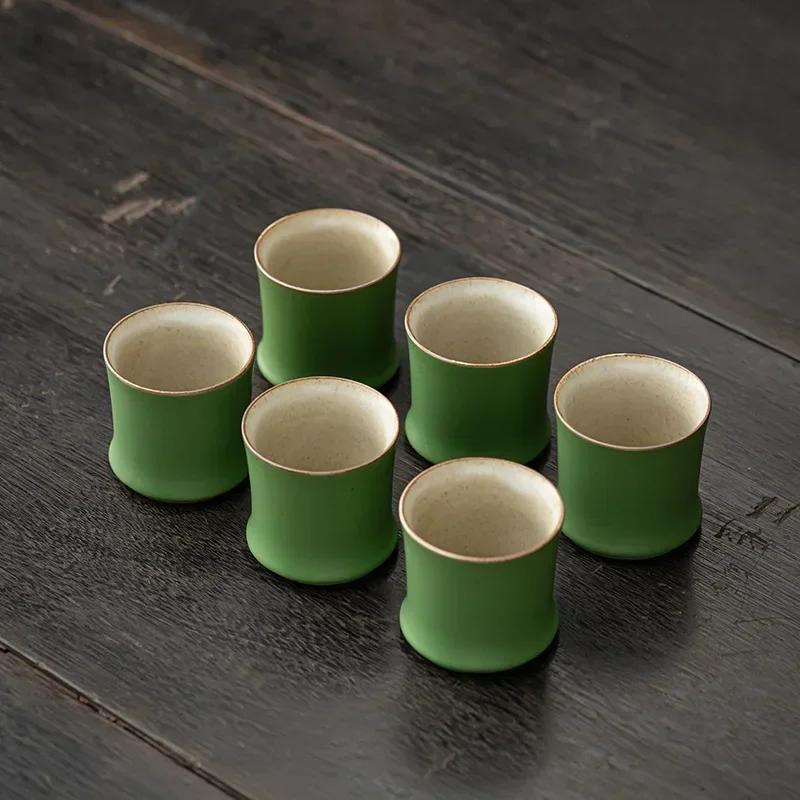 Bamboo Joint Tea Cup Stoneware Green Glaze Master Cup Rising Step By Step Ceramics Creativity Cup