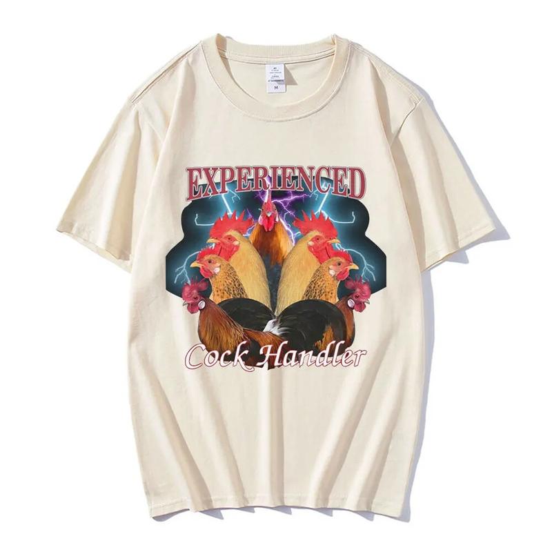 Lustiges Professionelles Hühner- und Hahnen-Grafik-T-Shirt für Hühnerhalter, Unisex, Lässiges Baumwoll-Oversize-T-Shirt, Haruku Streetwear