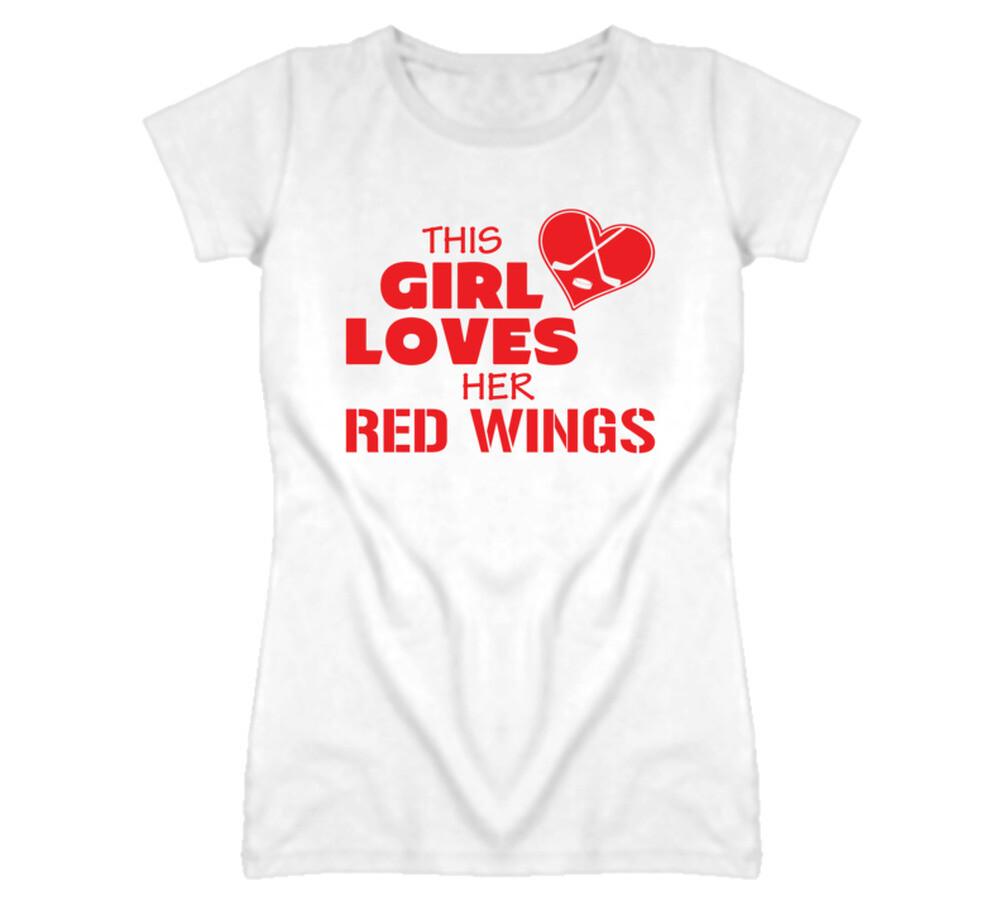 

This Girl Loves Her Red Wings Hockey T Shirt Mens Womens Tees Top - Detroit Red Wings Team Colors S