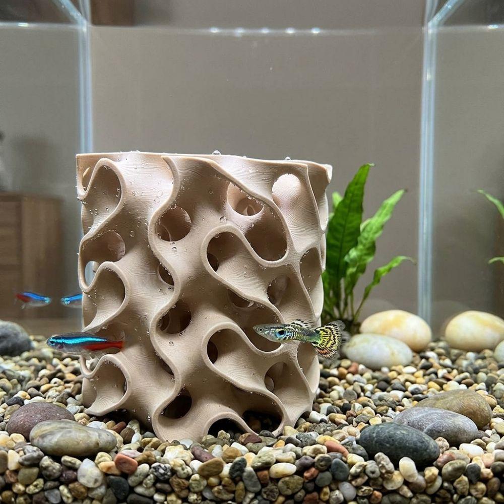 Wave-Shape Porous Fish Breeding Cave Hollow Out Fish Tank Shrimp Hideout Play Rest